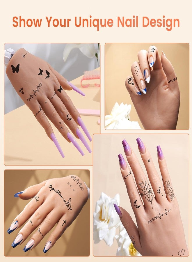 Wilfniee Practice Hand for Acrylic Nails: Silicone Nail Hand Practice with Gold Rings - Flexible Fake Hand Mannequin Nail Hand Kit for Beginners - Image 3